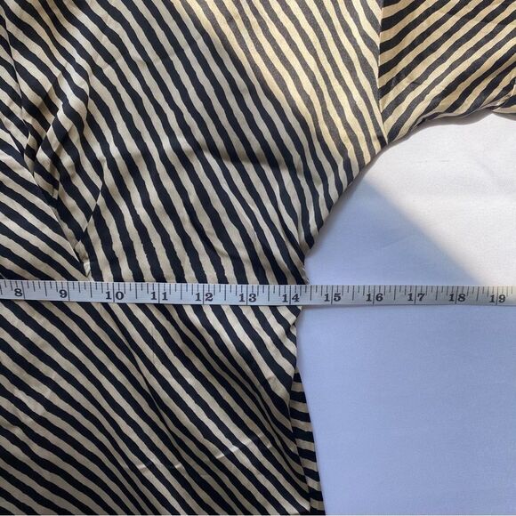 NWT Mango Mondrian Black and Tan Satin Bias Striped Midi Dress 6 - Picture 14 of 15